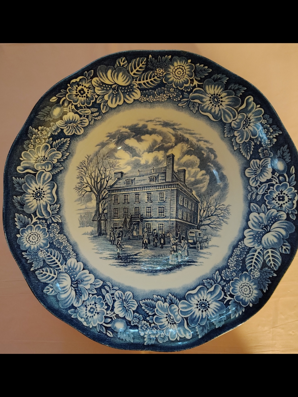 Liberty Blue Serving Bowl 9" Across.        4" Deep/Excellent Condition.